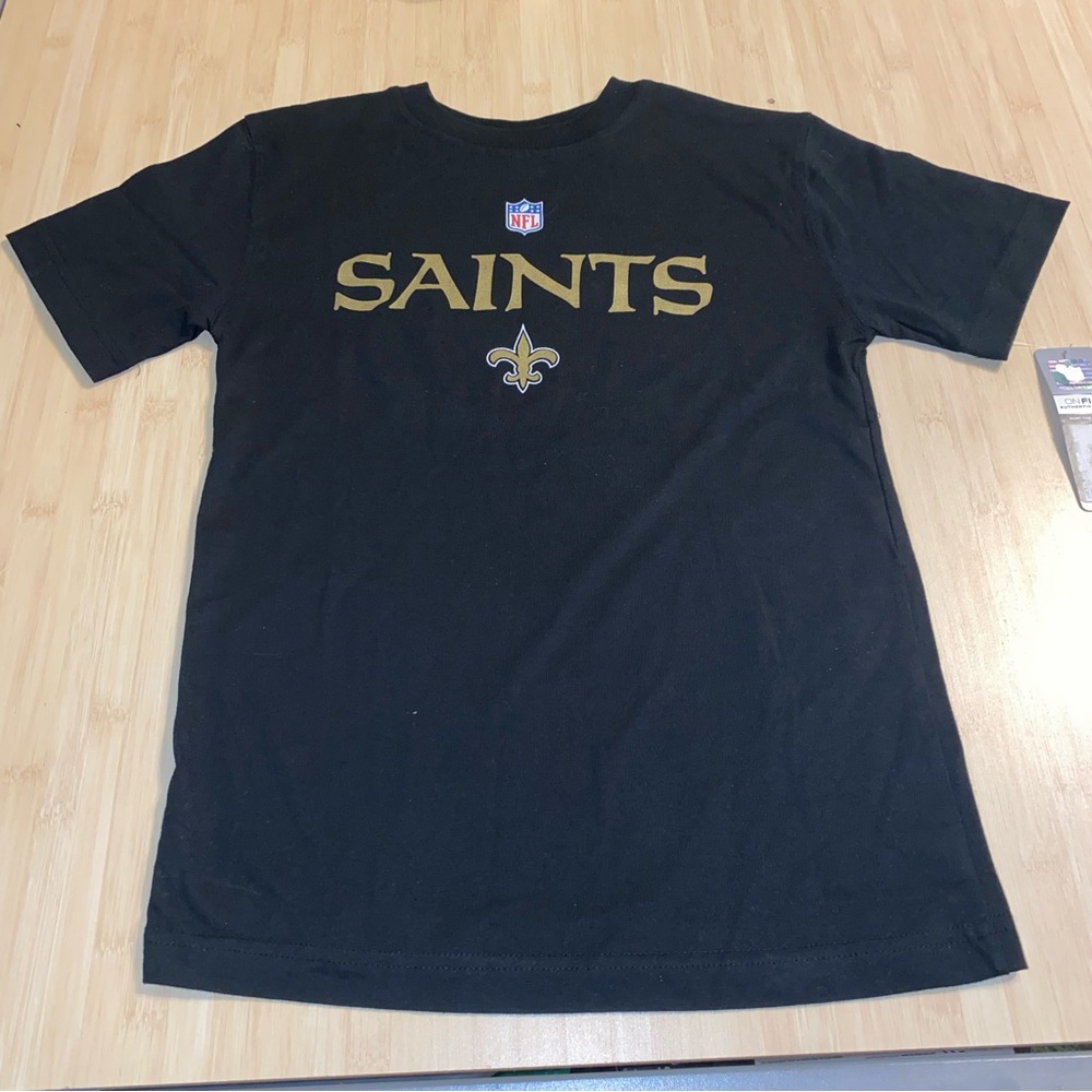 NWT New Orleans Saints NFL Apparel Youth T-Shirt Black Gold Football Size 10 12